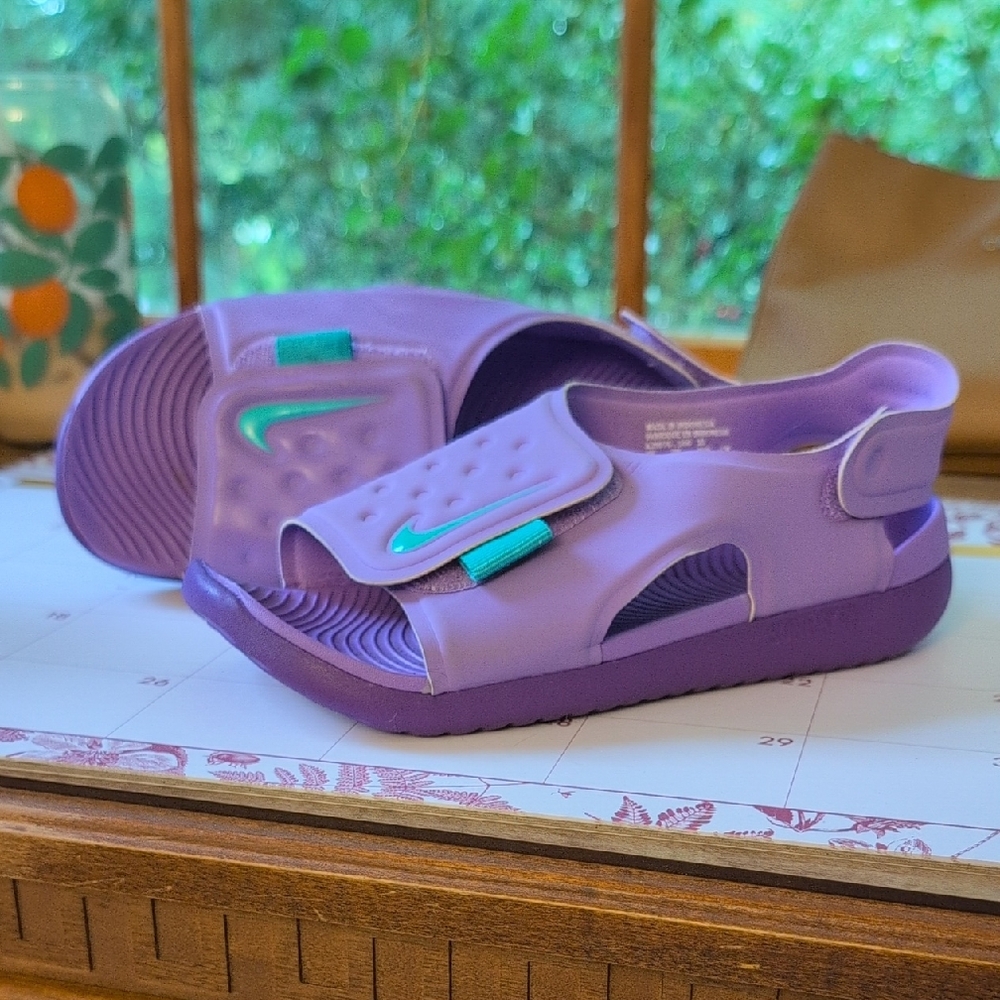 Nike Kids Purple and Aqua Sandals
